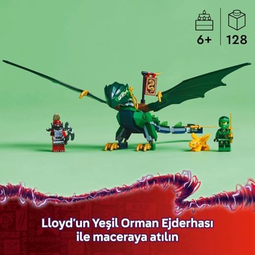 Lloyd’un Yeşil Orman Ejderhası 71829-6 Yaş ve Üzeri Çocuklar için 2 Minifigürlü Yaratıcı Oyuncak Yapım Seti, Doğum Günü Hediyesi (128 Parça)