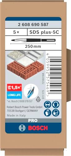 5x PRO SDS plus-5C Sivri Keski Seti (Beton, Tuğla, Ø mm, Professional Aksesuar Kırıcı Delici, Kırıcılar)