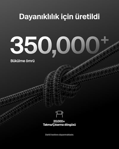 Eco Örgülü USB-C - USB-C Kablosu, 3 m, 240 W, Yumuşak, Esnek Hızlı Şarj Kablosu, 16, Galaxy S25, 9, MacBook, iPad Pro ve Daha Fazlası için Tip-C Şarj Kablosu - Siyah (USB 2.0) - Görsel 2