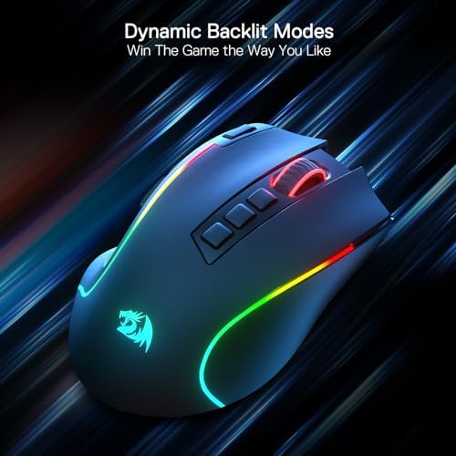 Alternative view of Redragon M612 PRO RGB oyun faresi, 8000 DPI kablolu/kablosuz optik oyuncu faresi, 9 programlanabilir tuş ve arka plan aydınlatması, BT & 2.4G, yazılım destekli, Fire Button