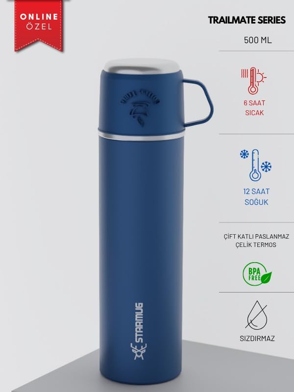 Trailmate Serisi Bardaklı 500 Ml Çelik Termos