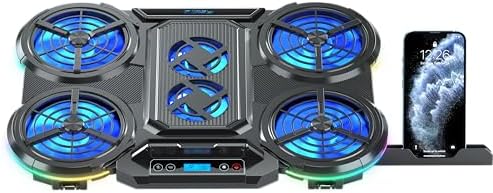 Alternative view of Frost Gt6 6x Big Turbo LED Fan - 10 Modlu Rgb - LCD Ekran - Ayarlabilir Fan Hızı & 7 Farklı Stand Yükseklik Kademesi – 2x USB - Özel Tasarım Notebook Soğutucu - Siyah (13"-17" Boyut Destekli)