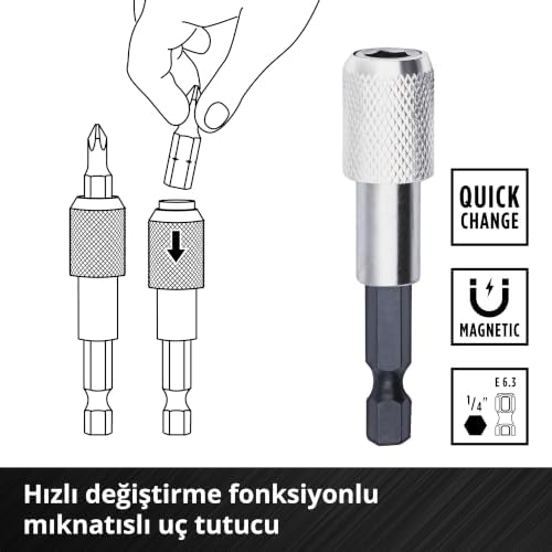 Orijinal M-CASE 42 Parça Uç Seti (25 mm uçlar, 50 mm uçlar, manyetik tutucu, lokma uç, hızlı değiştirilebilir uç tutucu, saklama kutusu dahil) - 49118953 - Görsel 3