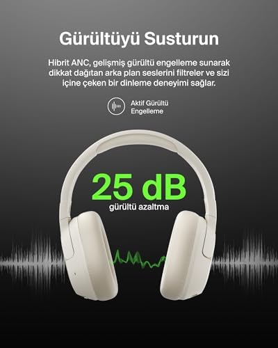 Alternative view of SoundForm Isolate Gürültü Önleyici Kablosuz Kulaklık (Kum) – Mikrofonlu, 60 Saat Pil, Derin Bas, CloudCushion Konfor, Bluetooth Kulak Üstü Kulaklık