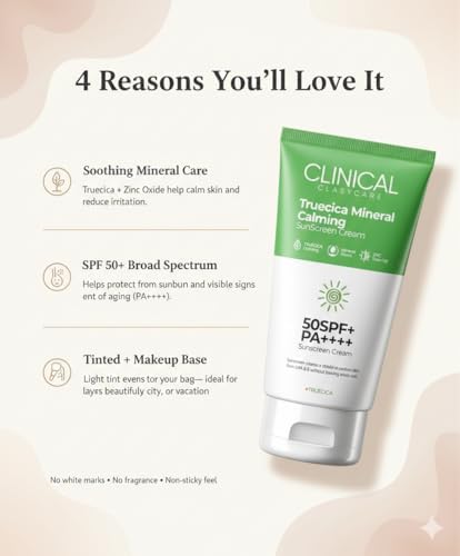 Mineral Güneş Kremi SPF 50 – Truecica Hassas Ciltler İçin Yatıştırıcı Yüz Güneş Koruyucu, Tinted Nemlendirici SPF’li, Geniş Spektrum PA++++, Seyahat Boyu, 50 ml - Görsel 3