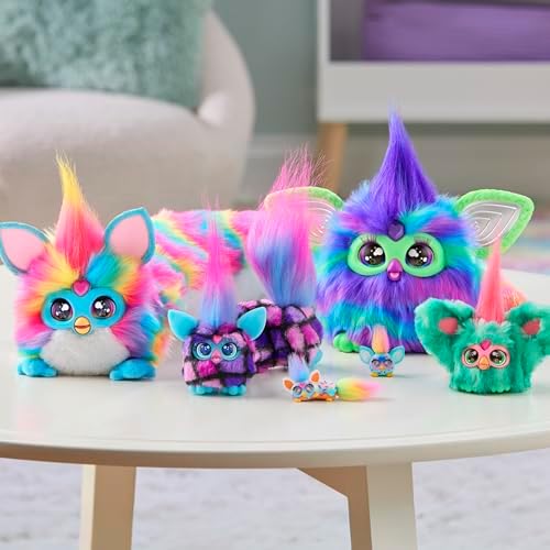 Furby DJ Furblets -Cup-Cake Mini Elektronik Pelüş Oyuncak | Eğlenceli Uzatılabilir Ses Efektleri ve Müzikler | Furbish Konuşur | Beyaz ve Pembe