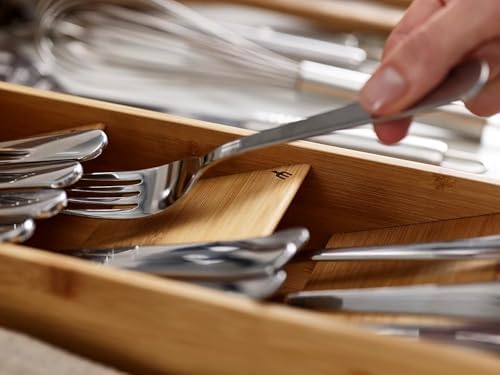 Kompakt Çatal Bıçak Çekmecesi Düzenleyici, 5 Bölmeli, 24+ Parça için - Bambu