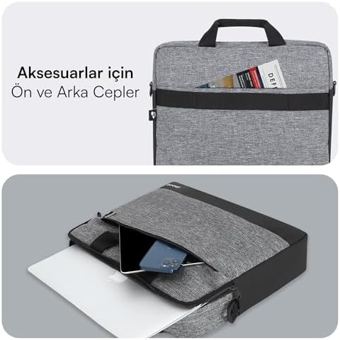Alternative view of Unicity Eco MCE-1112 Çevre Dostu Laptop Çantası, YKK Fermuarlı Çantası, MacBook Air/Pro ile Uyumlu Bilgisayar Çantası, Erkek Kadın 14.1 inç Notebook El Çantası, Gri