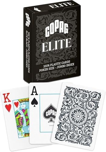 Copag %100 Plastik Oyun Kartları, Poker Boyu Endeks Tek Deste, Siyah - Görsel 3