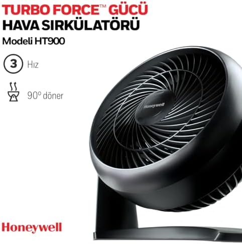 Alternative view of HONEYWELL TurboForce Turbo Vantilatör HT900NE4 Sessiz Soğutma, 90 Dereceye Kadar Ayarlanabilir Eğim Açısı, 3 Hız Ayarı, Duvara Montaj, Masa Vantilatörü - Mavi