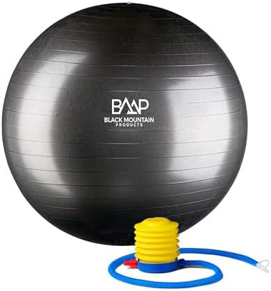 Black Mountain Products Professional Grade Stability 1000LBS Anti-Burst 2000LBS statik ağırlık Rated 65 cm Gym Ball 1000 lb/65 cm Siyah - Görsel 3