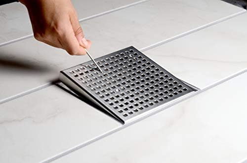 Oatey DSS2060R2 Designline Paslanmaz Çelik Kendin Yap Duş Tahliyesi, Ayarlanabilir Düzleştirme Ayaklı ve Saç Tutuculu Kare Izgara, 15,24 x 15,24 cm, 15,24 cm