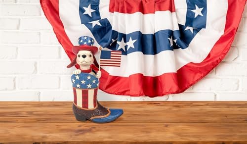 Enesco Jim Shore Heartwood Creek Patriotic Dog Holding Flag in a Cowby Boot Figurine, 22 cm, Çok Renkli - Görsel 2