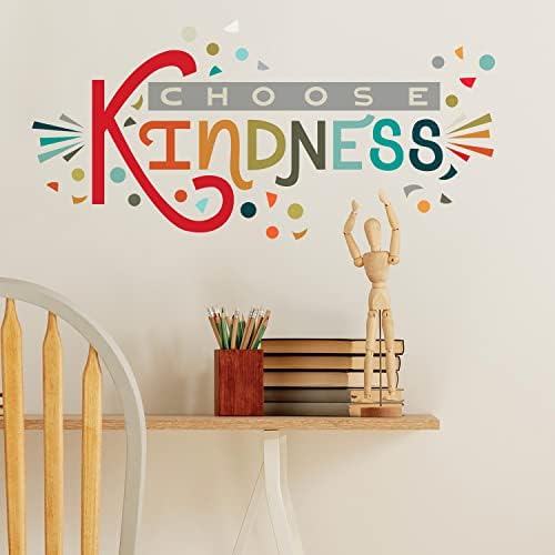 RMK5329GM Rainbow Choose Kindness Giant Peel and Stick Duvar Çıkartmaları, kırmızı, Turuncu, Camgöbeği - Görsel 3