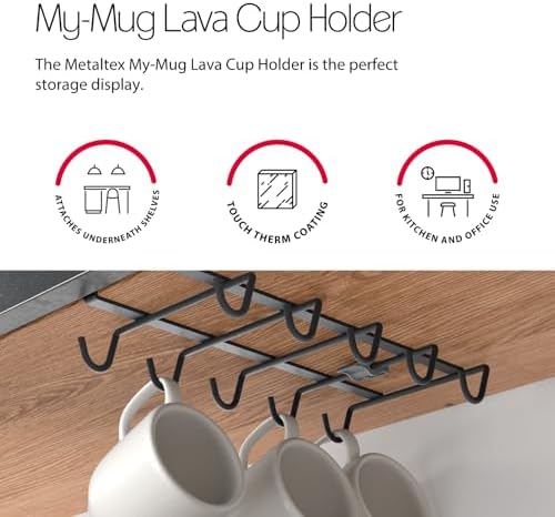 MY MUG-Bardak Askısı TOUCHTHERM Lava kaplama Siyah, 28x14x6cm