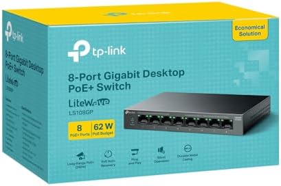 LS108GP | 8-Port Gigabit PoE+ Switch | 62W PoE Bütçesi, 250m İletim, Tak ve Çalıştır | Fansız, Sessiz Metal Kasa | IP Kamera & AP Uyumlu Ağ Anahtarı - Görsel 3