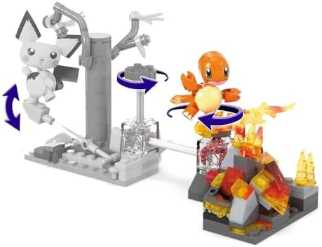 brands Pokemon Action Figure Yapı Oyuncakları, Charmander'ın Ateş Tipi Spin, 81 Parça, 1 Yapılabilir Karakter ve Dönüş Hareketi, Çocuklar için