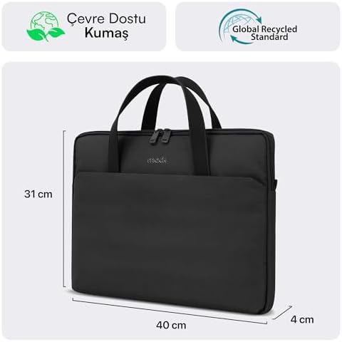 Alternative view of MCE-1511 Eco Çevre Dostu Laptop Çantası, 15.6 inç Bilgisayar Çantası, Kadın ve Erkek Notebook Çantası, YKK Fermuarlı Çantası, İş ve Evrak Çantası, Siyah