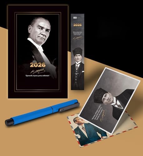 Alternative view of 2026 Gazi Paşa Atatürk Ajandası Ayraç Kartpostal Kalem - Mavi