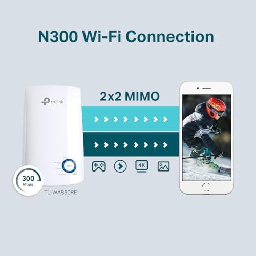 TL-WA850RE, N300 Mbps Wi-Fi Menzil Genişletici, 1 Ethernet Bağlantı Noktalı Wi-Fi Güçlendirici/Hotspot, Access Point Modu, Tüm Wi-Fi Yönlendiriciler ile Çalışır