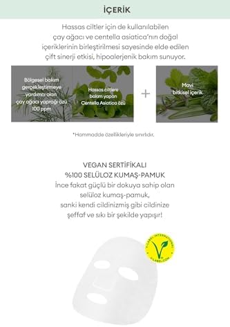 A'PIEU Yağlanma ve Akneye Eğilimli Ciltlere Nem Veren Yaprak Maske A'PIEU The Pure Tea Tree Sheet Mask