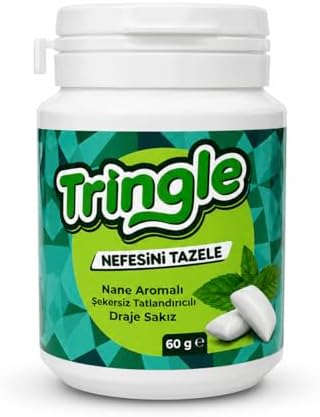Tringle Nane Aromalı Draje Sakız60 g | Şekersiz Tatlandırıcılı Sakız| Ferah Nane Aromalı Pratik Draje Sakız | Günlük Kullanıma Uygun
