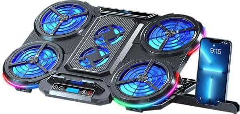 Frost Gt6 6x Big Turbo LED Fan - 10 Modlu Rgb - LCD Ekran - Ayarlabilir Fan Hızı & 7 Farklı Stand Yükseklik Kademesi – 2x USB - Özel Tasarım Notebook Soğutucu - Siyah (13"-17" Boyut Destekli)