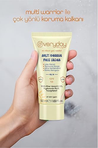 Alternative view of Beauty Multi Warrior SPF50 Leke ve Yaşlanma Karşıtı Nemlendirici UVA - UVB Güneş Koruma 4 Etkili Yüz Kremi 50ml, Tüm Ciltler için