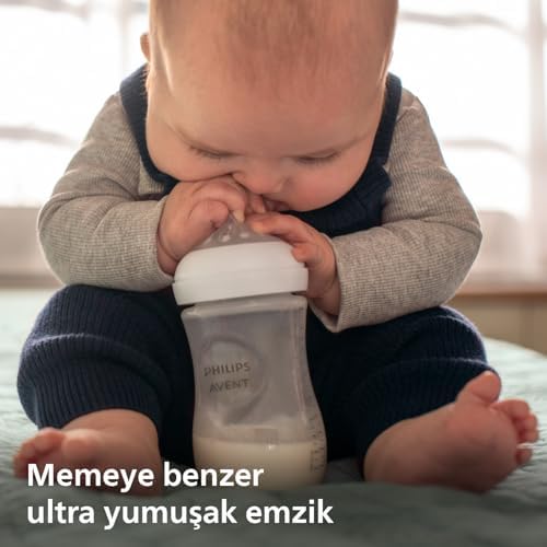 Doğal Tepkili Biberon Emziği, 2’li Paket, 0 Ay+, 2 Numara, Akıtmaz Emzik, Kolik ve Gaz Önleyici, BPA İçermez, SCY962/02
