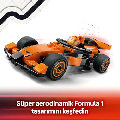 City McLaren Yarış Arabalı F1 Sürücüsü 60442-6 Yaş ve Üzeri Çocuklar için Mini Yarış Arabası İçeren Yaratıcı Oyuncak Yapım Seti, Doğum Günü Hediyesi (86 Parça)