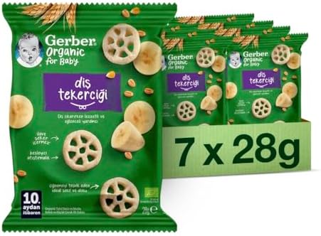 Organic Diş Tekerciği Tahıl Bazlı ve Muzlu Bebek ve Küçük Çocuk Ek Gıdası 7 x 28g - Görsel 3