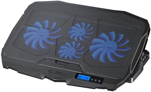 Tornado 4x Turbo LED Fan - Ayarlabilir Fan Hızı & 6 Farklı Stand Yükseklik Kademesi - 2 USB Portlu - Metal Mesh Zemin - LCD Ekranlı Notebook Soğutucu - Siyah (9"-17" Boyut Destekli)