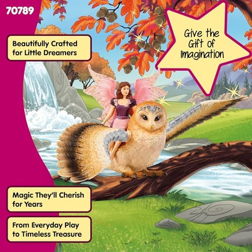 Alternative view of schleich Bayala 70789 uçan peri parıltılı baykuş oyun seti - Büyüleyici peri ve baykuş figürü, fantezi dolu baykuş ve elf oyun seti, 5 yaşından itibaren figür seti