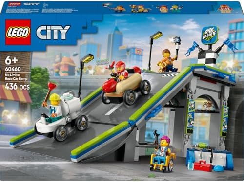 City Senin Kuralların: Yarış Arabası Rampa Parçası 60460-6 Yaş ve Üzeri Çocuklar için Sürücü Minifigürü İçeren Yaratıcı Oyuncak Yapım Seti, Doğum Günü Hediyesi (436 Parça)
