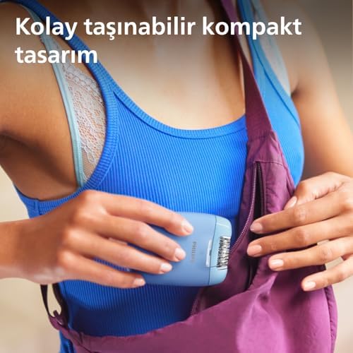 Alternative view of Epilasyon Cihazı, Taşınabilir Kompakt Tasarım, LED Işıklı Yıkanabilir Başlık, Masaj ve Tıraş Başlığı, Peeling Eldiveni Hediyeli, 4 Haftaya Kadar Pürüzsüzlük, Açık Mavi Renk, BRE247/05