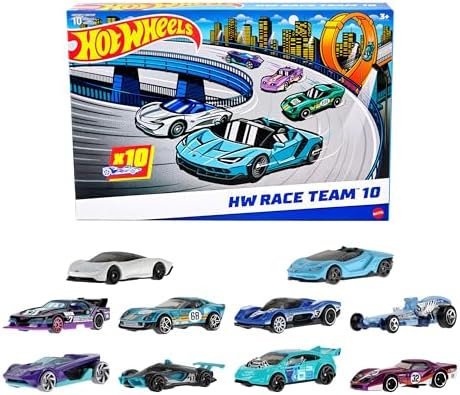 Oyuncak Arabalar, 10'lu Yarış Arabası Paketi, 1:64 Ölçekli Corvette, Lamborghini, McLaren ve Originals içerir (Amazon'a Özel)