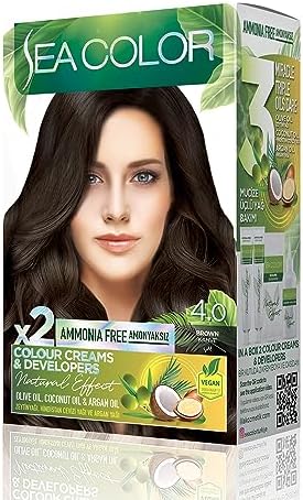 Amonyaksız, Vegan, Doğal, Besleyici Kalıcı Saç Boyası%100 Beyaz Kapama (1 PAKET 2 x 50 ml Boya & OKSİDAN) (Kahve 4.0) - Görsel 3
