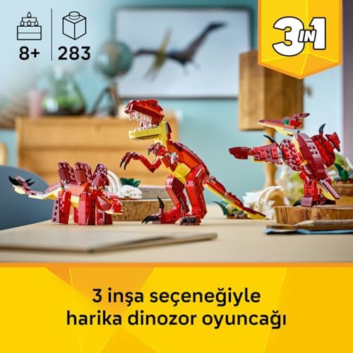 Alternative view of 3’ü 1 Arada Vahşi Dinozor 31379 – 8 Yaş ve Üzeri Çocuklar için Velociraptor, Stegosaurus veya Pterosaura Dönüşebilen Yaratıcı Oyuncak Yapım Seti, Eğlenceli Hediye Fikri (283 Parça)