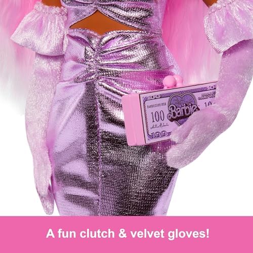 Alternative view of STİL İKONU™ Bebek - Pembe Saçlı Klasik tarzındaki parlak pembe elbisesi ve kadife eldivenleriyle pembe saçlı Stil İkonu bebek (1) HYV25