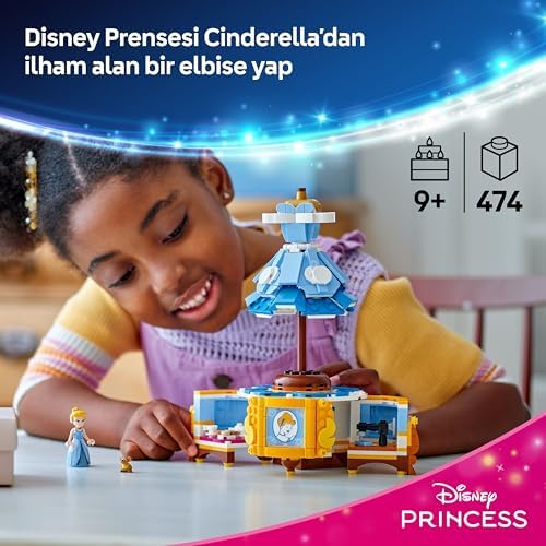 Sindirella'nın Elbisesi 43266-9 Yaş ve Üzeri Prenses Seven Kız ve Erkek Çocuklar için Sergileme Standı ve Sindirella Mini Bebeği İçeren Yaratıcı Oyuncak Yapım Seti (474 Parça)