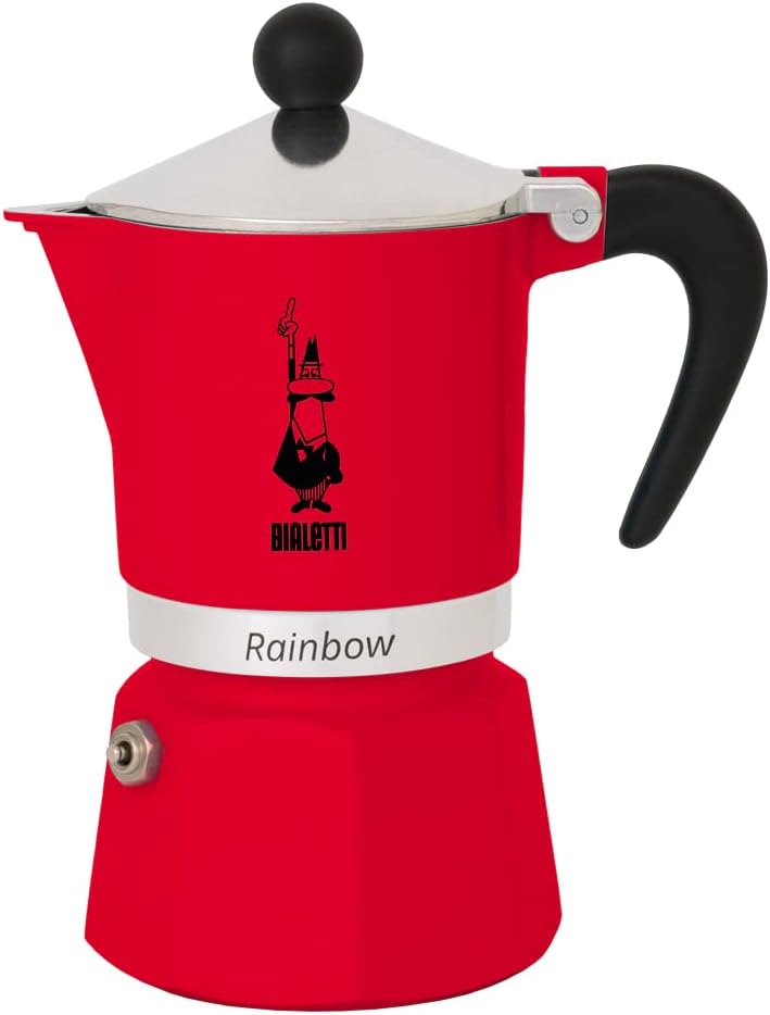 -: 3 Cups Ocak Üstü Espresso Pişirici - 130ml - Kırmızı Renk - Alüminyum Gövde - Patentli Güvenlik Valfi - Tüm Ocak Türleri İçin Uygundur (İndüksiyon Hariç)