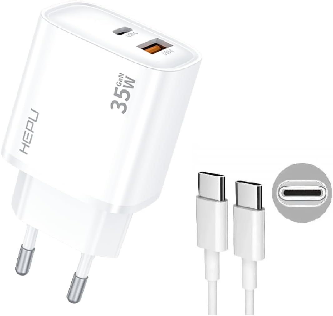 HP-C30 35 Watt GaN Şarj Adaptörü 2-Port Charger Hızlı Şarj Adaptörü 100 Cm Kablo Dual-Port Charger QC 3.0 - Görsel 2
