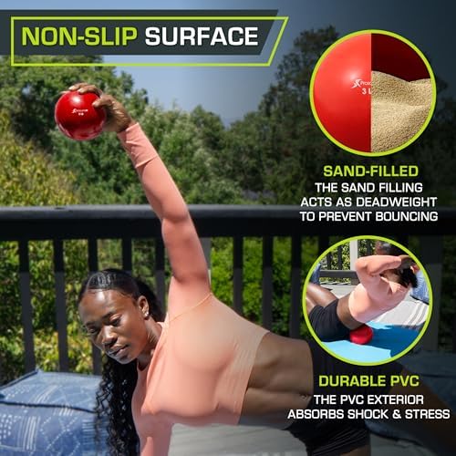ProsourceFit Ağırlık Topları, Pilates, Yoga, Güç Egzersizi ve Fizik Tedavi için, 0,9 kg ila 3,6 kg, Renk Kodlu