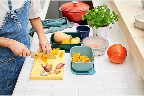 - Multi Bowl Cirqula Rectangular - Kapaklı saklama kabı - Buzdolabı için hava geçirmez saklama kutusu, mikrodalga fırın kabı ve saklama kabı olarak uygundur - 2000 ml - Denim