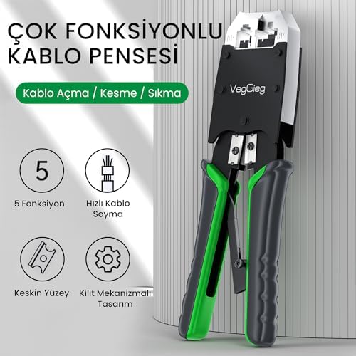 Alternative view of RJ45 RJ11 RJ12 Jack Çakma Pensesi 6P/8P Ağ ve Telefon Kablosu Jak Kesme Soyma Sıkma Aleti