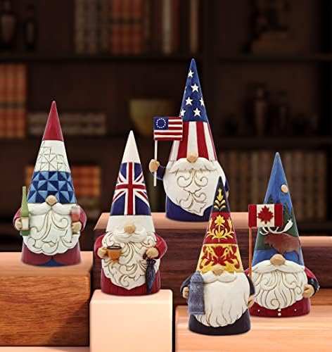 Enesco Jim Shore Heartwood Creek Dünyanın Etrafında Cüceler Amerikan Vatansever Heykelcik, 13 cm, Çok Renkli - Görsel 3