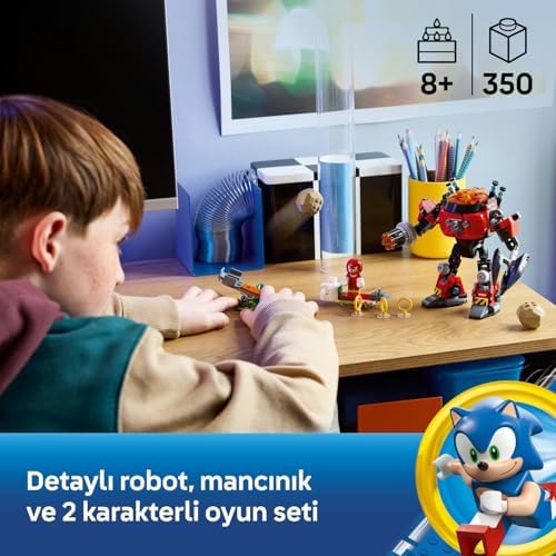 Knuckles Egg Crusher Robotu 77005 – 8 Yaş ve Üzeri Çocuklar İçin Aksiyon Dolu Sonic Macerası, İnteraktif Yaratıcı Oyuncak Yapım Seti ve Koleksiyonluk Model Eğlencesi (350 Parça)