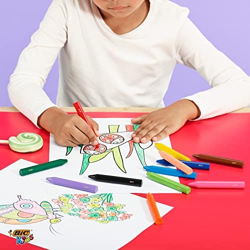 BIC Plastidecor Elleri Kirletmeyen Üçgen Pastel Boya, 12'Li Kutu, Elleri Boyamaz, 30 Aydan Büyük Çocuklar İçin İdeal