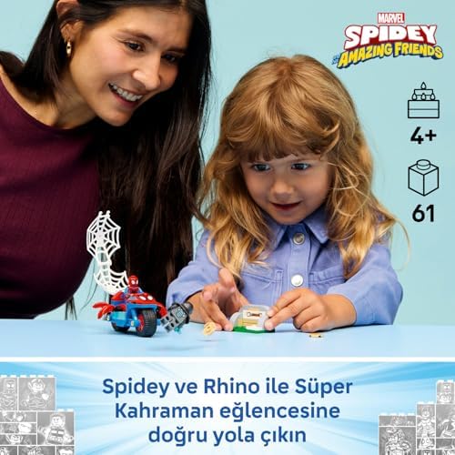 Alternative view of Spidey ve İnanılmaz Arkadaşları Motosikletli Spidey, Rhino’ya Karşı 11206-4 Yaş Üzeri Kız ve Erkek Çocuklar için 2 Minifigür İçeren Yaratıcı Oyuncak Yapım Seti, Hediye Fikri (61 Parça)