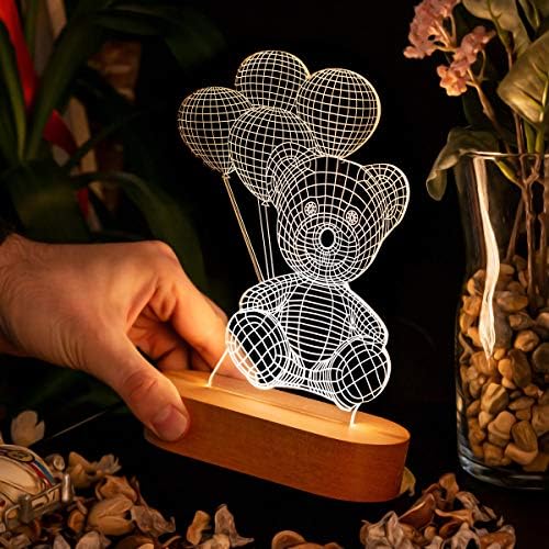 Alternative view of Balon Tutan Sevimli Ayıcık 3 Boyutlu Led Lamba Usb Bağlantılı Sarı Işık